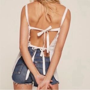 Reformation linen top tie back cami top cottagecore